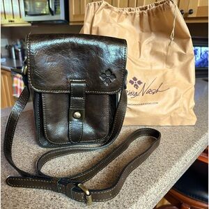 Patricia Nash NWT Genuine Leather Olive Green/Brown Crossbody Purse